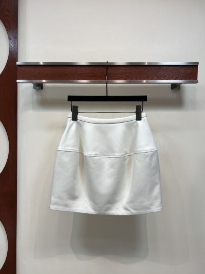 Loewe Embroidered Pleated Mini Skirt in White