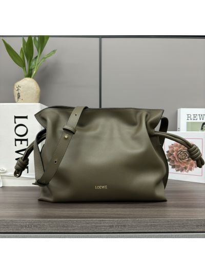 Loewe Flamenco Purse Large Bag in Olive Green Nappa Leather