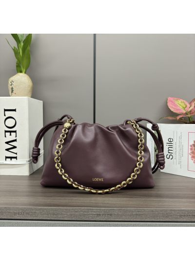 Loewe Flamenco Purse Medium Bag in Burgundy Nappa Leather
