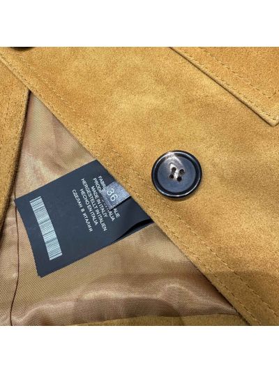 Loewe Leather Button-Front Jacket in Mustard