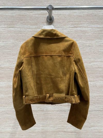 Loewe Leather Button-Front Jacket in Mustard