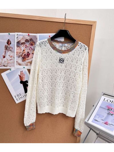 Loewe Long Sleeve Embroidered Knit Top