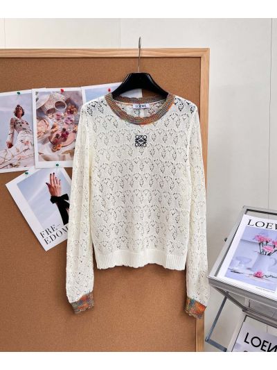 Loewe Long Sleeve Embroidered Knit Top