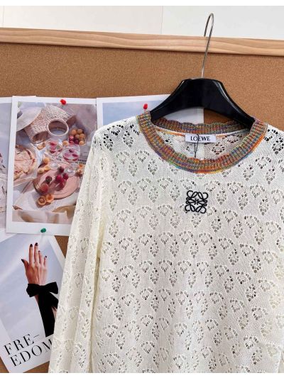Loewe Long Sleeve Embroidered Knit Top