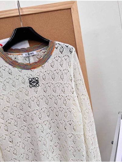 Loewe Long Sleeve Embroidered Knit Top