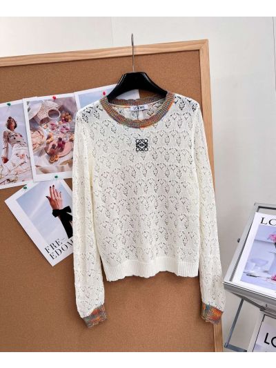 Loewe Long Sleeve Embroidered Knit Top