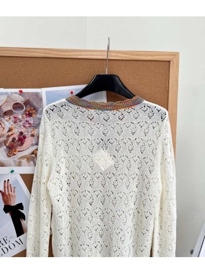 Loewe Long Sleeve Embroidered Knit Top