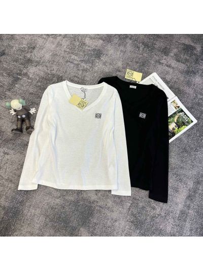 Loewe Long Sleeve Embroidered T-Shirt in White