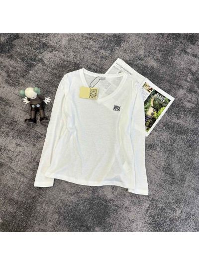 Loewe Long Sleeve Embroidered T-Shirt in White