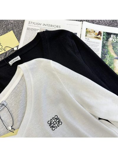 Loewe Long Sleeve Embroidered T-Shirt in White