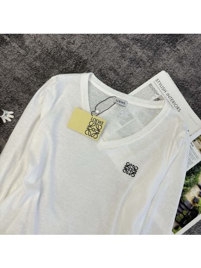 Loewe Long Sleeve Embroidered T-Shirt in White