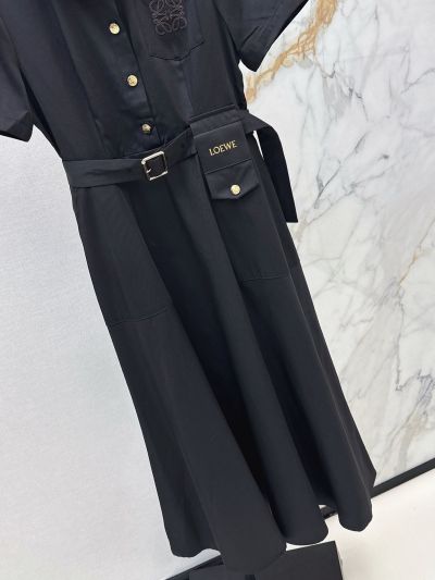 Loewe Short Sleeve Embroidered Dress in Black