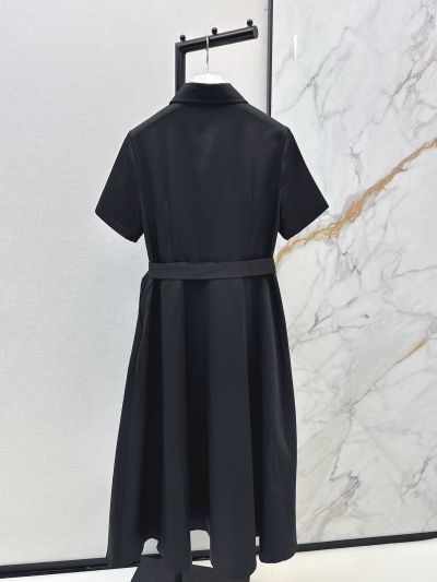 Loewe Short Sleeve Embroidered Dress in Black