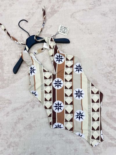 Loewe Sleeveless Contrast-Trim Top in Brown and White