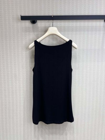 Loewe Sleeveless Embroidered Top in Navy and White