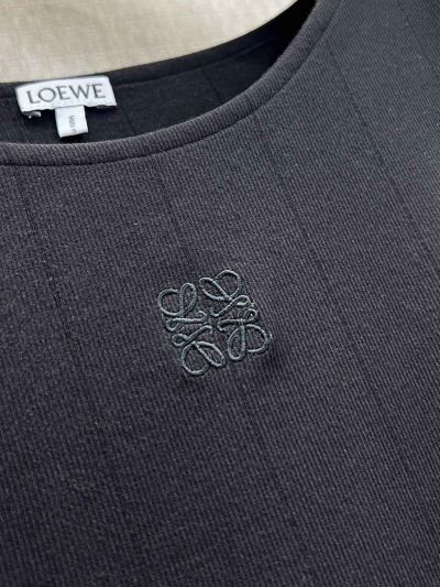Loewe Sleeveless Embroidered Top in Navy and White