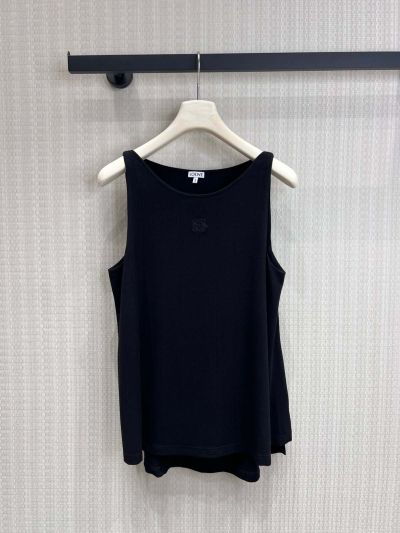 Loewe Sleeveless Embroidered Top in Navy and White