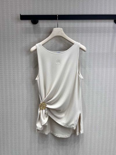 Loewe Sleeveless Embroidered Top in White