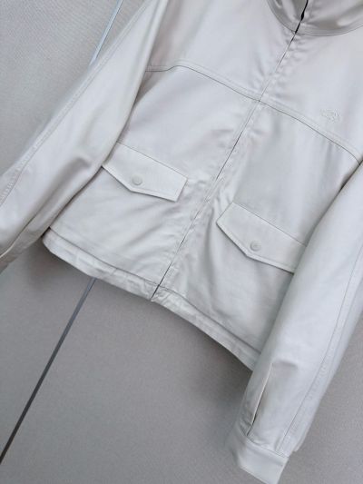 Loewe Stand Collar Button-Front Jacket in White