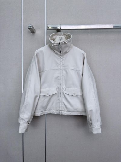 Loewe Stand Collar Button-Front Jacket in White