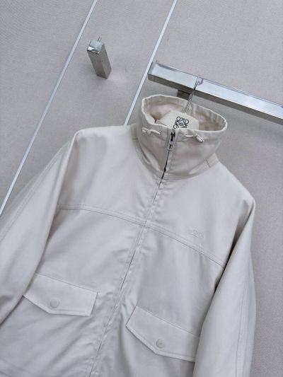 Loewe Stand Collar Button-Front Jacket in White