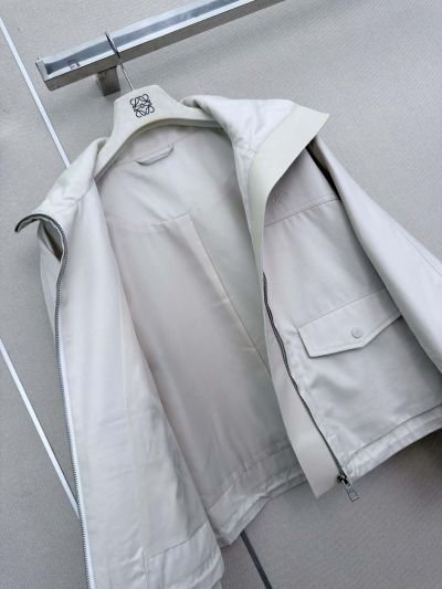 Loewe Stand Collar Button-Front Jacket in White