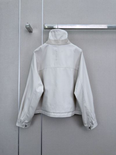 Loewe Stand Collar Button-Front Jacket in White