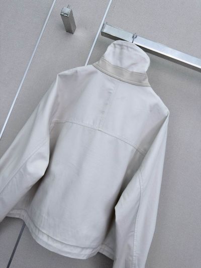 Loewe Stand Collar Button-Front Jacket in White