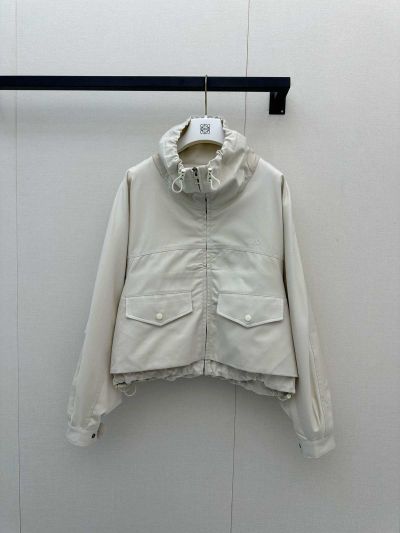 Loewe Stand Collar Silk Jacket in White