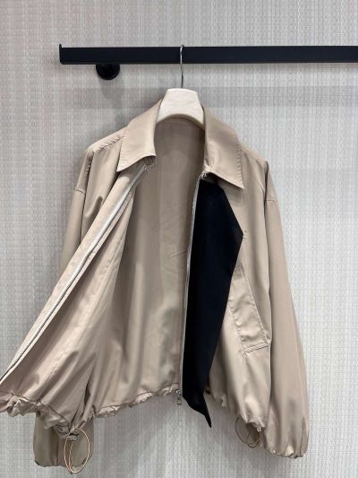 Loewe Turn-Down Collar Embroidered Jacket in Beige