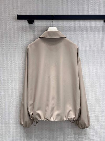 Loewe Turn-Down Collar Embroidered Jacket in Beige