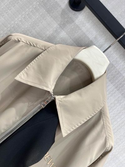 Loewe Turn-Down Collar Embroidered Jacket in Beige