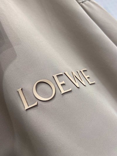Loewe Turn-Down Collar Embroidered Jacket in Beige