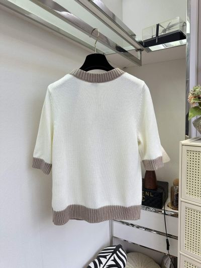 Loewe V-Neck Embroidered Cardigan in White and Beige