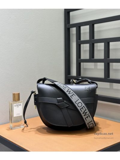 Loewe Gate Dual Small Bag Black Embroidered Strap