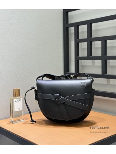 Loewe Gate Dual Small Bag Black Embroidered Strap