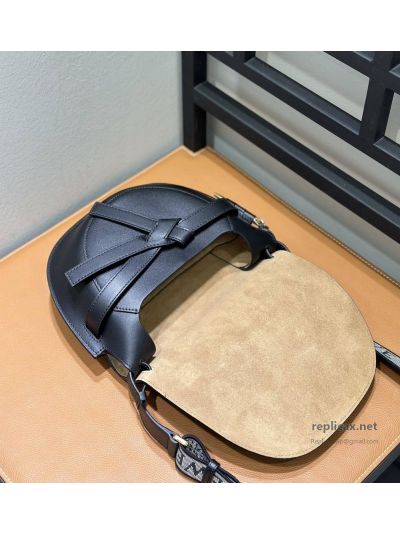 Loewe Gate Dual Small Bag Black Embroidered Strap