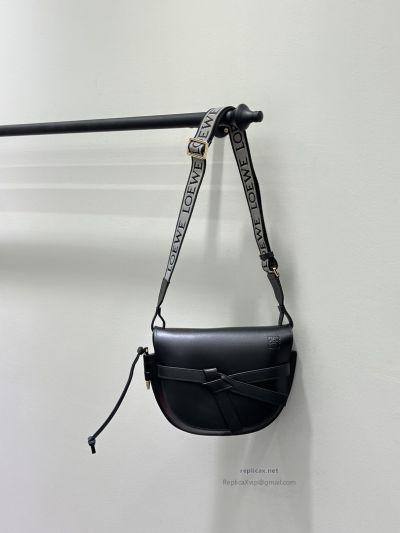 Loewe Gate Dual Small Bag Black Embroidered Strap
