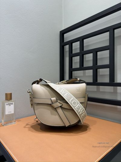 Loewe Gate Dual Small Bag Light Beige Embroidered Strap