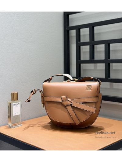 Loewe Gate Dual Small Bag Tan Embroidered Strap