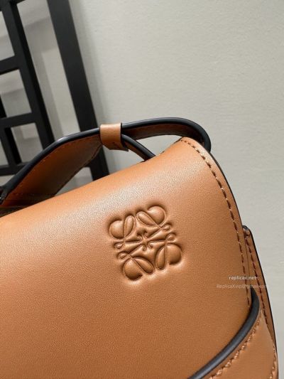 Loewe Gate Dual Small Bag Tan Embroidered Strap