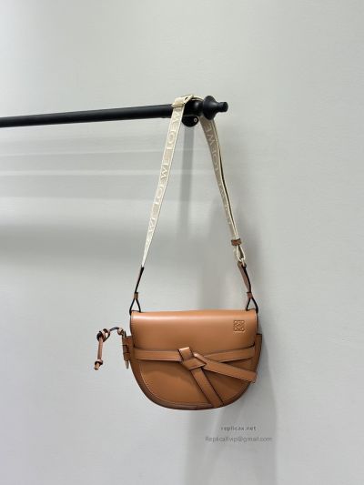 Loewe Gate Dual Small Bag Tan Embroidered Strap