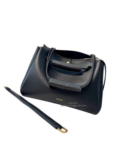 Loewe Large Madrid Shoulder Crossbody Top Handle Bag Black Supple Calfskin 