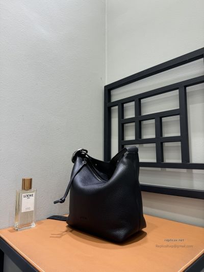 Loewe Loop Hobo Bag Black Grained Calfskin