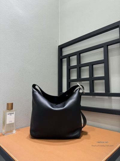 Loewe Loop Hobo Bag Black Grained Calfskin