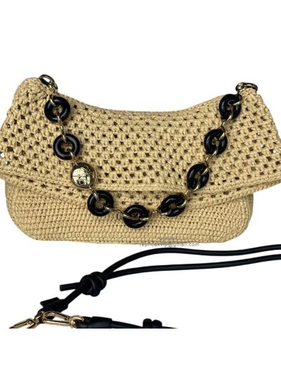 Loewe Medium Ola Crossbody Bag Natural Beige Raffia and Calfskin 