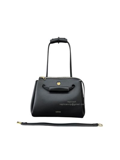 Loewe Medium Madrid Shoulder Crossbody Top Handle Bag Black Supple Calfskin