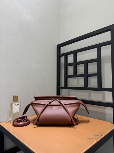 Loewe Whisker Handbag Glazed Calfskin Brown