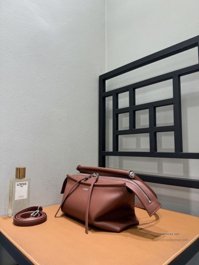 Loewe Whisker Handbag Glazed Calfskin Brown