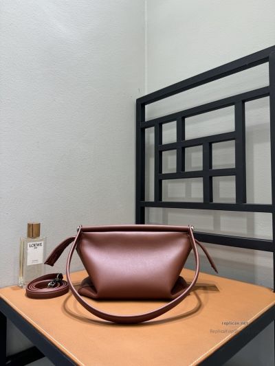Loewe Whisker Handbag Glazed Calfskin Brown